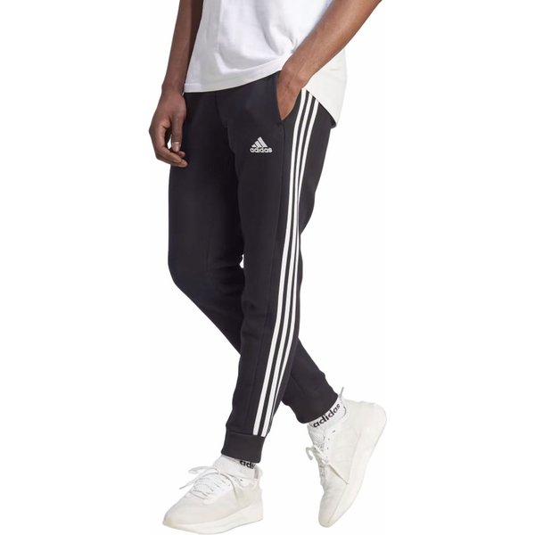 Spodnie dresowe męskie Essentials Fleece 3-Stripes Tapered Cuff Adidas - czarne