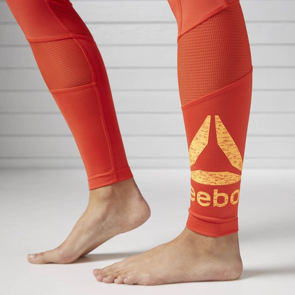 Legginsy damskie Workout Ready Graphic Reebok - pomarańczowe