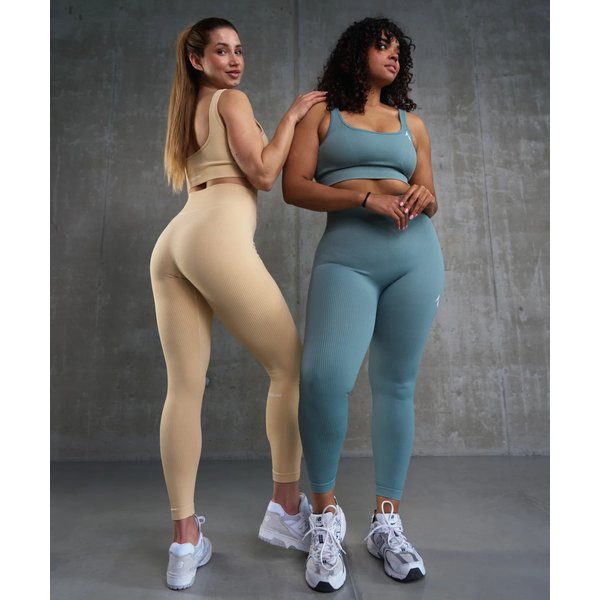 Legginsy bezszwowe damskie Rib Seamless Carpatree - Double Cream Yellow