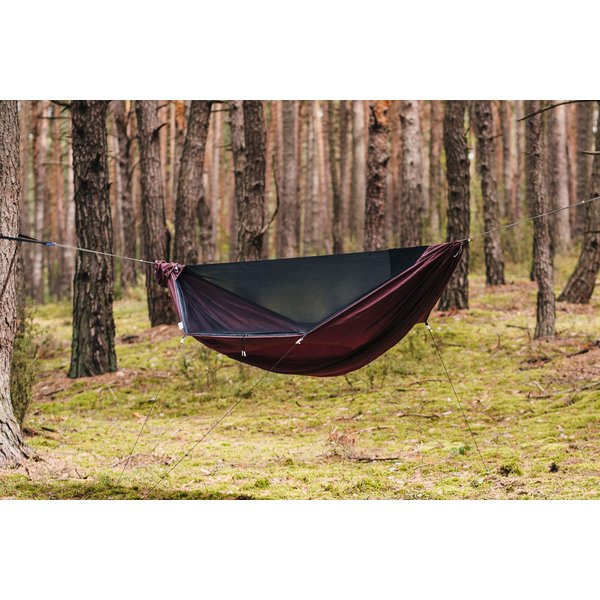 Hamak dwuosobowy z moskitierą Draka 330x145cm Lesovik - Burgundy Ron