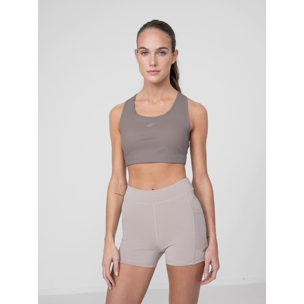 Biustonosz sportowy damski H4Z22 STAD011 4F - beżowy