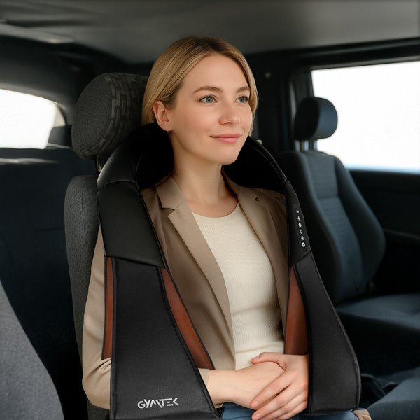 Masażer karku przeciwbólowy Shiatsu Gymtek - brązowo-czarny