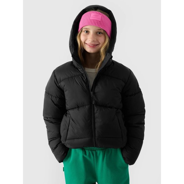 Kurtka puchowa dziewczęca TDJAF450 4F - głęboka czerń