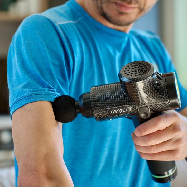 Pistolet do masażu wibracyjny z wymiennymi końcówkami Gymtek - szary
