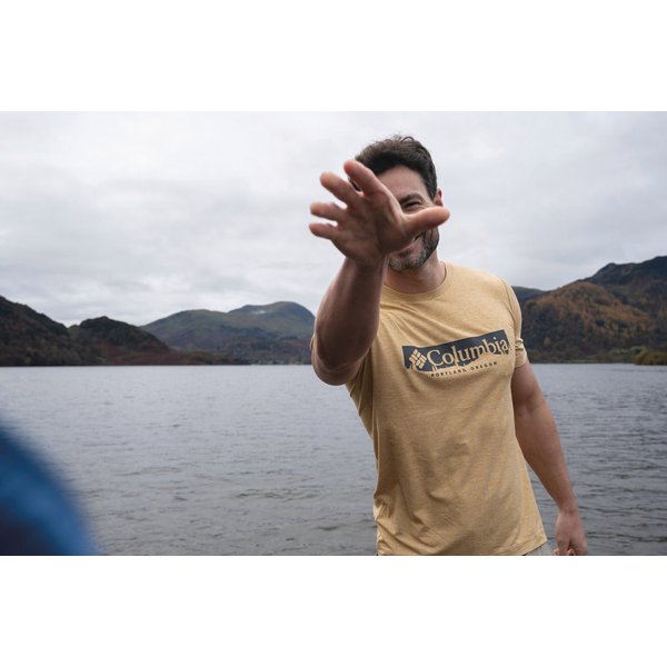 Koszulka męska Kwick Hike Graphic SS Tee Columbia - Black Heather/Peak Direction