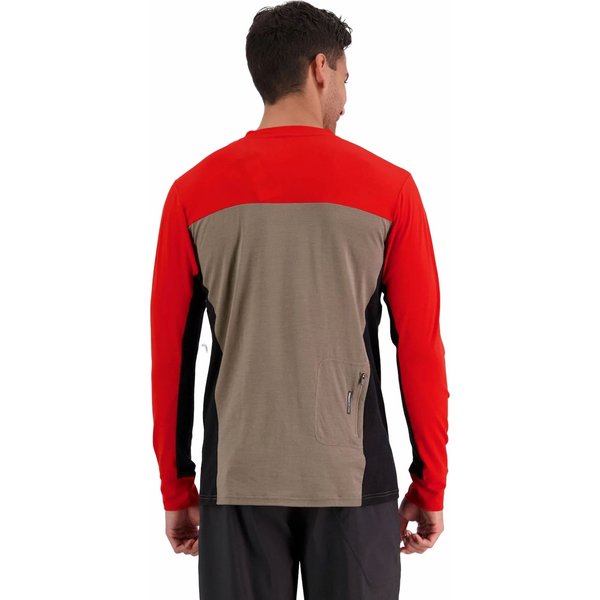 Longsleeve rowerowy męski Redwood Enduro Merino Air-Con VLS Mons Royale - retro red/black/walnut