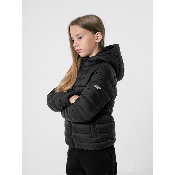 Kurtka dziewczęca HJZ22 JKUDP001 4F - czarna