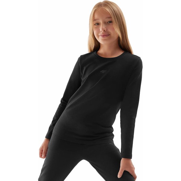 Longsleeve dziewczęcy 4FJAW23TLONF141 4F - głęboka czerń