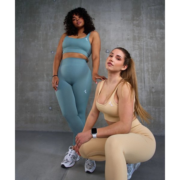 Legginsy bezszwowe damskie Rib Seamless Carpatree - Double Cream Yellow