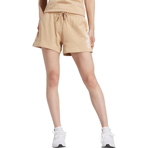 Spodenki damskie Essentials Linear French Terry Adidas - beżowe