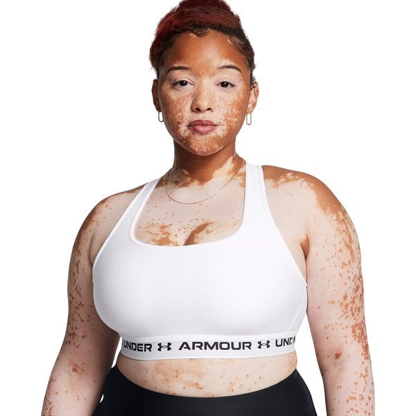 Biustonosz sportowy damski Crossback Mid Bra Under Armour - biały