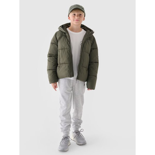 Kurtka puchowa chłopięca TDJAM463 4F - khaki