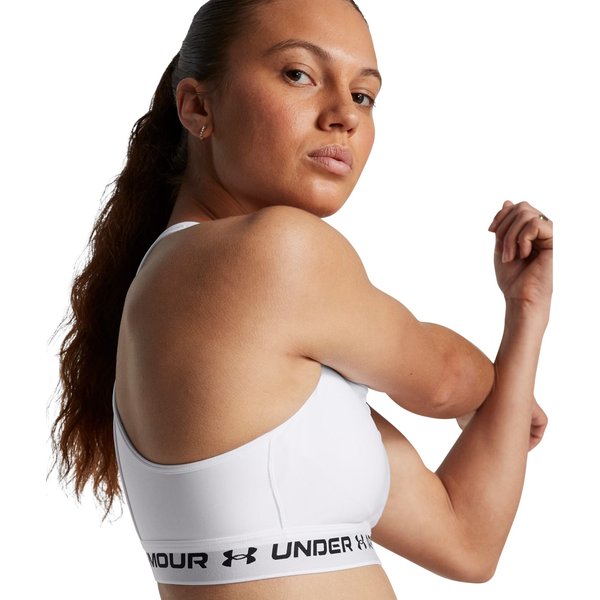 Biustonosz sportowy damski Crossback Mid Bra Under Armour - biały