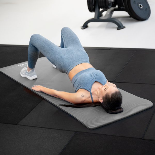 Mata do ćwiczeń gruba, do jogi NBR 1,5 Gymtek - szary
