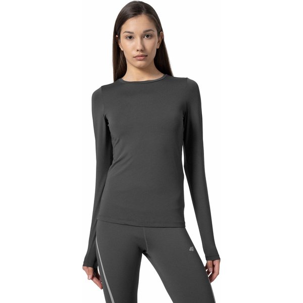 Longsleeve damski 4FSS23TFLOF074 4F - antracytowa
