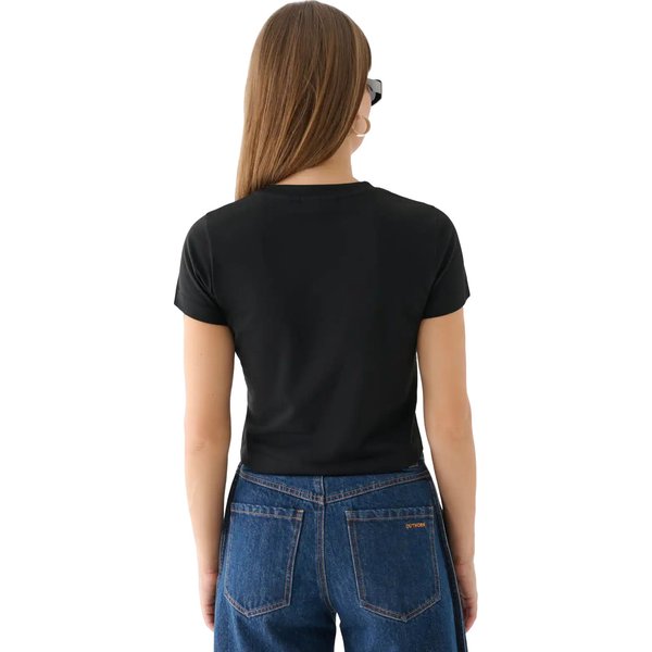 Koszulka, crop top damski OTHWAW24TTSHF2139 Outhorn - głęboka czerń
