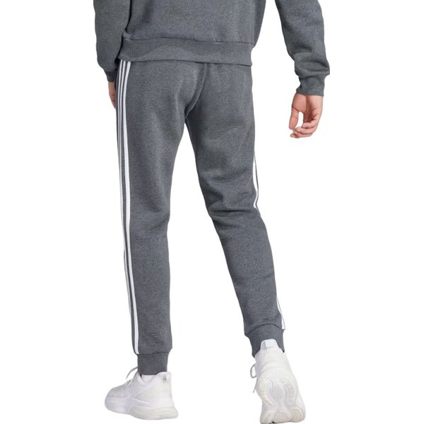 Spodnie dresowe męskie Essentials Fleece 3-Stripes Tapered Cuff Adidas - ciemny szary