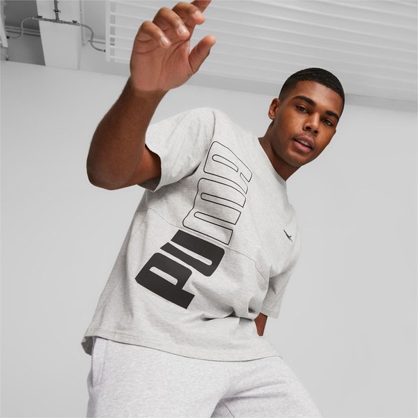 Koszulka męska Power Colorblock Tee Logo Puma - szary