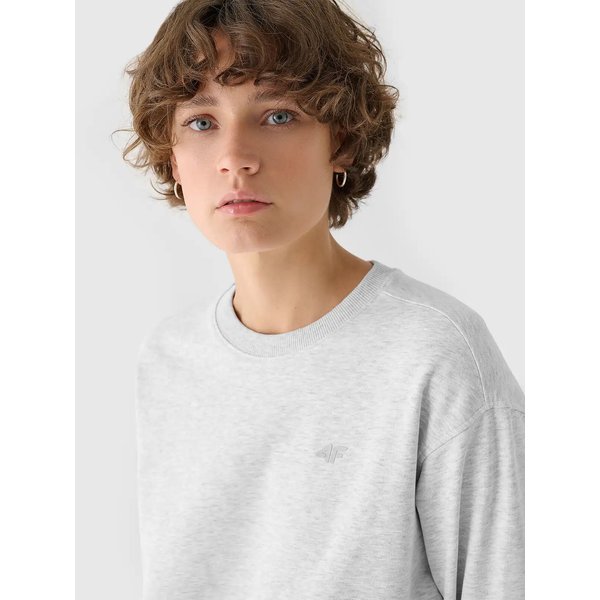 Bluza damska TSWSF1765 4F - chłodny jasny szary melanż