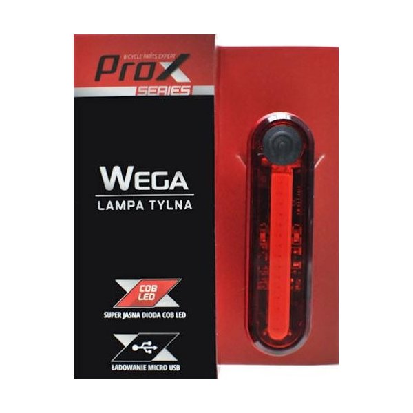 Lampa rowerowa tylna Wega LED Cob 40lm USB Prox