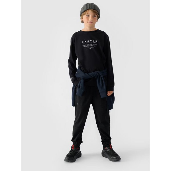 Longsleeve chłopięcy TLONM294 4F - głęboka czerń