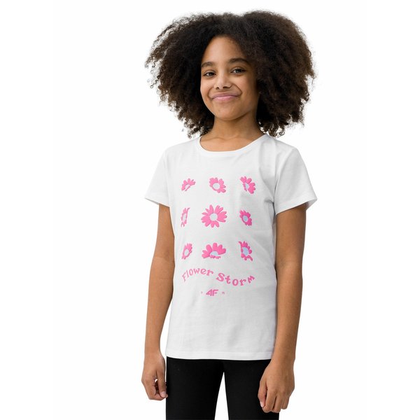 Koszulka dziewczęca 4FJWSS24TTSHF1150 4F - biały