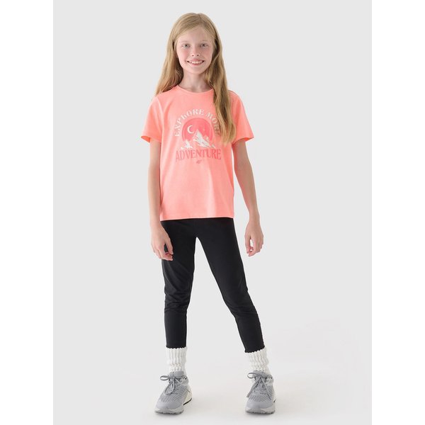 Koszulka dziewczęca TTSHF1548 4F - łososiowy neon