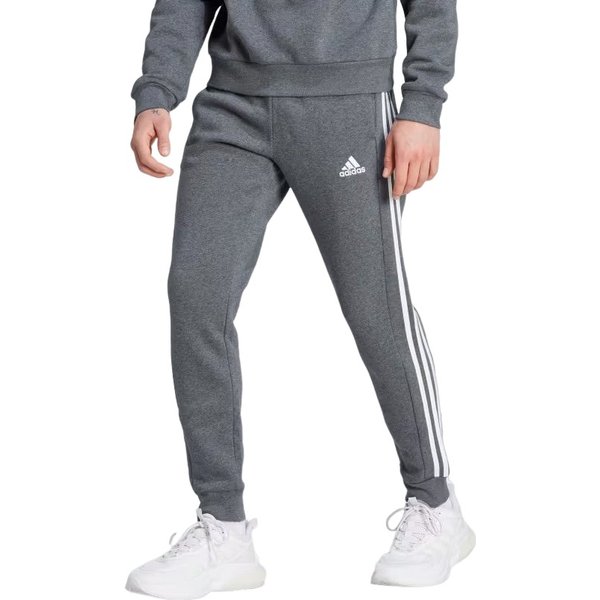 Spodnie dresowe męskie Essentials Fleece 3-Stripes Tapered Cuff Adidas - ciemny szary