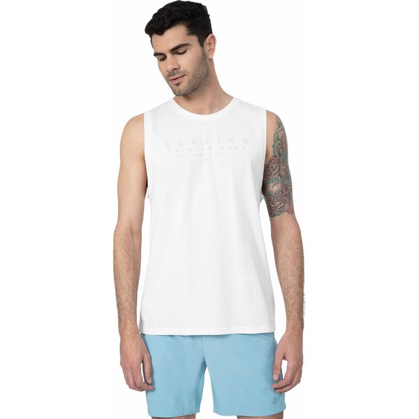 Bezrękawnik, tank top męski 4FSS23TTSHM368 4F - biała