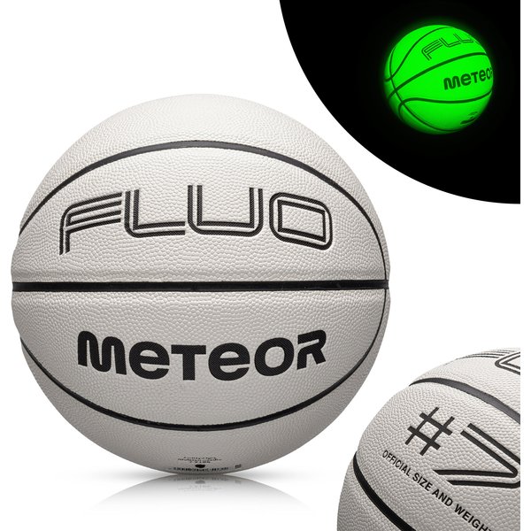 Piłka do koszykówki Fluo 7 Meteor - biały/neonowy zielony