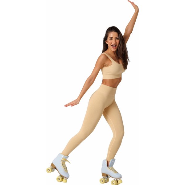 Legginsy bezszwowe damskie Rib Seamless Carpatree - Double Cream Yellow