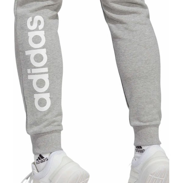 Spodnie dresowe damskie Essentials Linear French Terry Cuffed Adidas - szare/białe