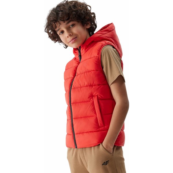 Kamizelka puchowa chłopięca 4FJWSS24TVJAM083 4F - czerwony