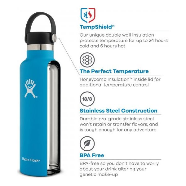 Butelka termiczna Standard Mouth 710ml Flex Cap Hydro Flask - black