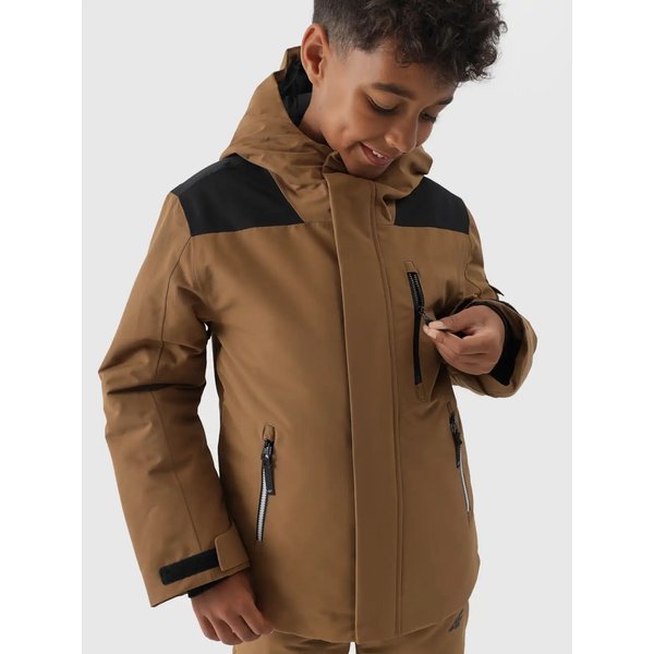 Kurtka narciarska chłopięca TTJAM538 4F - jasny brąz