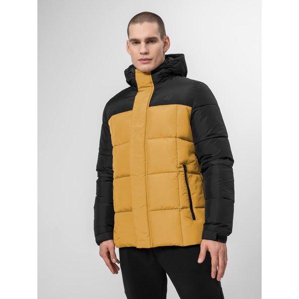 Kurtka puchowa pikowana męska H4Z22 KUMP009 4F - żółta