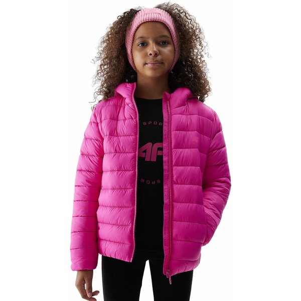 Kurtka puchowa dziewczęca 4FJAW23TDJAF266 4F - ciemny róż