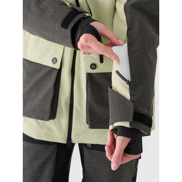 Kurtka snowboardowa damska TTJAF587 4F - oliwkowy