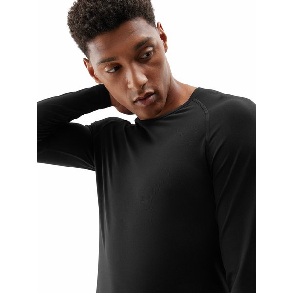 Longsleeve męski 4FAW23TFLOM155 4F - głęboka czerń