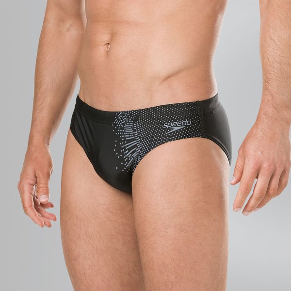 Slipy pływackie męskie Placement 7cm Brief Speedo - czarno-szare