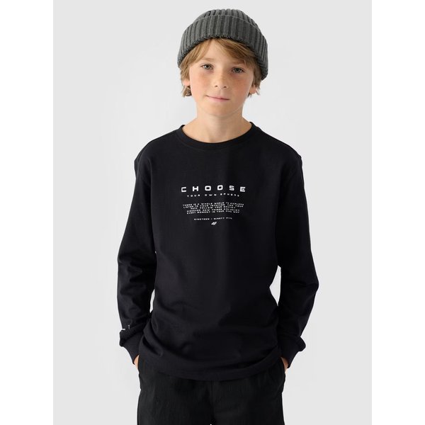 Longsleeve chłopięcy TLONM294 4F - głęboka czerń