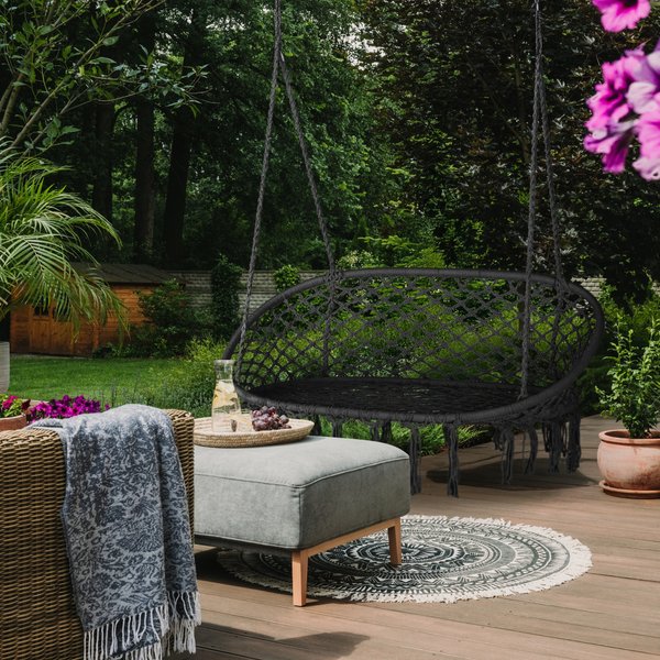 Huśtawka wisząca podwójna Boho Outtec - czarna