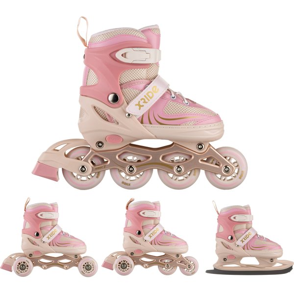 Rolki dziecięce regulowane 4w1 Xride - różowe