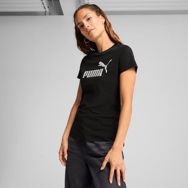 Koszulka damska Ess Metallic No.1 Logo Tee Puma - Black/Metallic Silver