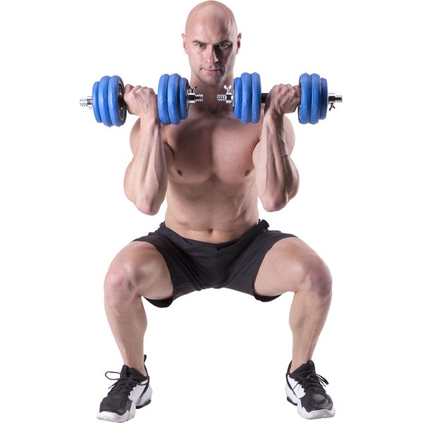 Hantle żeliwne ogumowane ze sztangą 2x15kg HMS