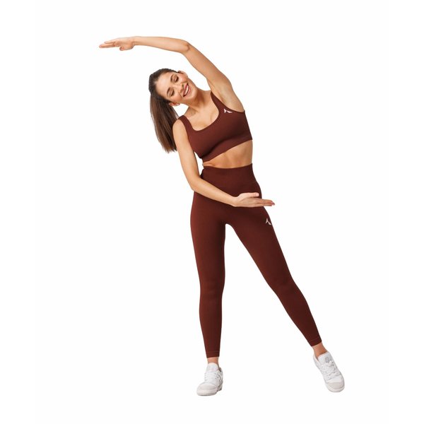 Legginsy bezszwowe damskie Rib Seamless Carpatree - Currant Brown