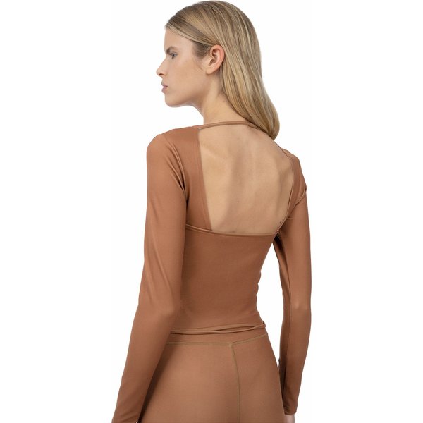 Longsleeve damski 4FAW23TLONF166 4F - brąz