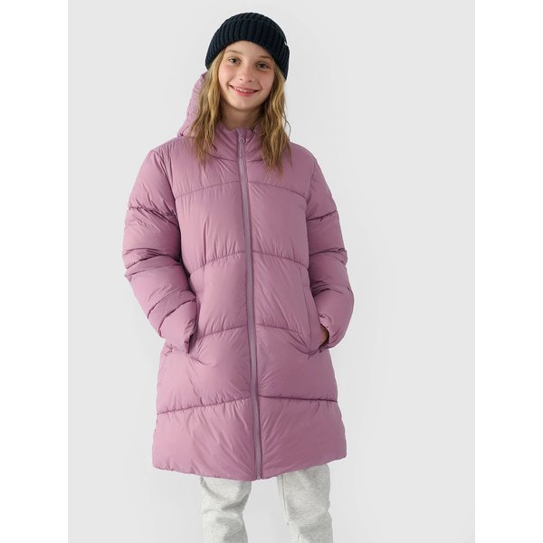 Płaszcz puchowy dziewczęcy TDJAF455 4F - różowy