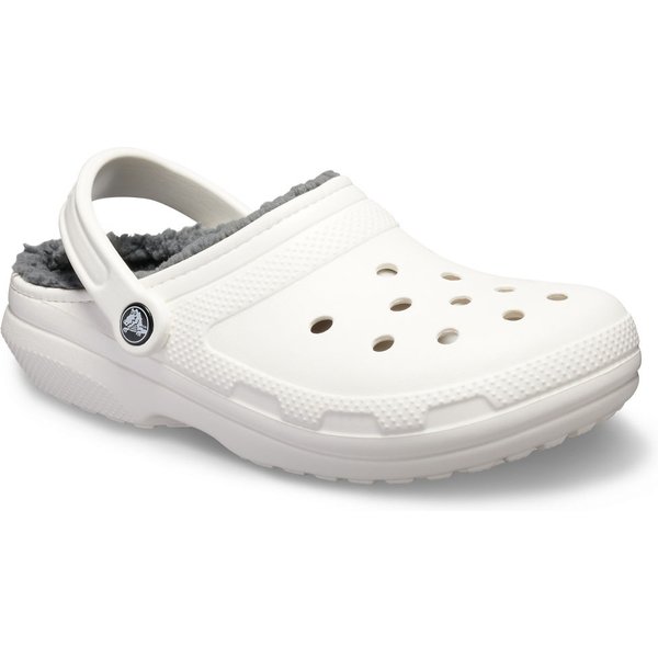 Chodaki Classic Fuzz-Lined Clog Crocs - white grey