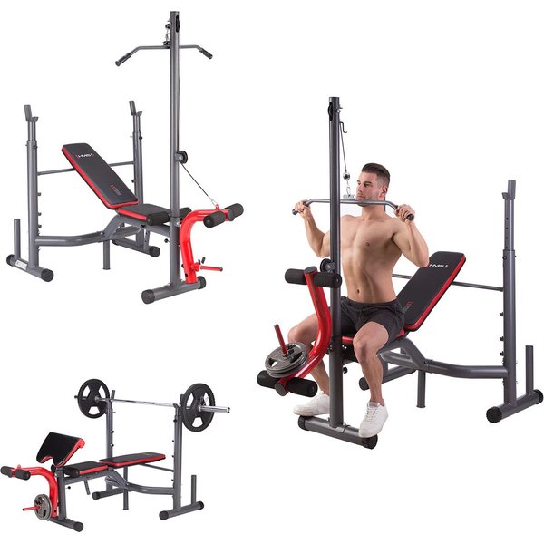 Ławka do ćwiczeń pod sztangę z wyciągiem górnym LS7206 HMS
